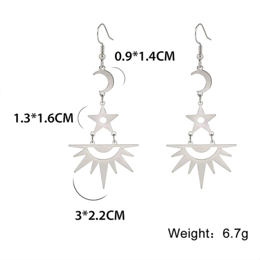 Moon & Star Dangle Earrings - Picture 4 of 4